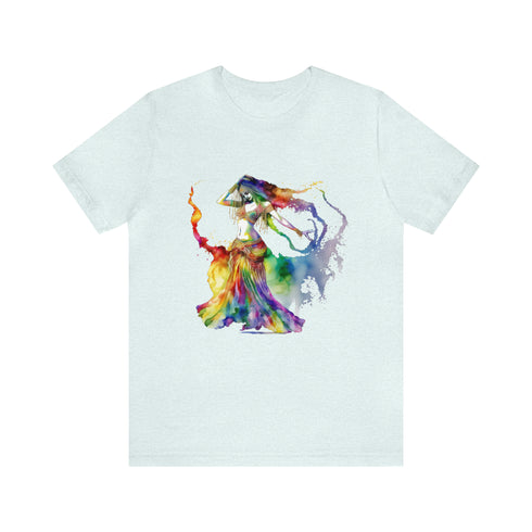 Rainbow Belly Dancer in Motion - Short Sleeve Tee Heather Ice Blue